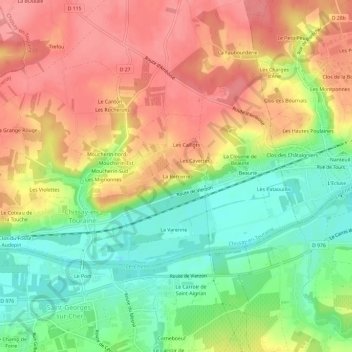 Mapa topográfico La Bernerie, altitude, relevo
