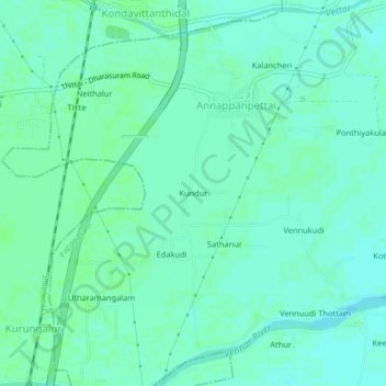 Mapa topográfico Kundur, altitude, relevo