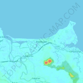 Mapa topográfico Pambujan, altitude, relevo