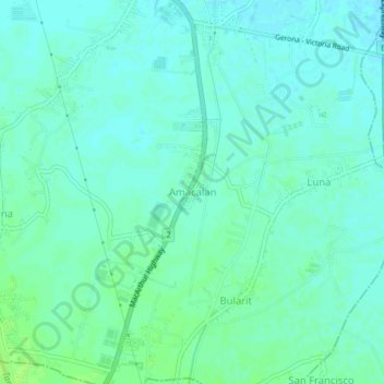 Mapa topográfico Amacalan, altitude, relevo