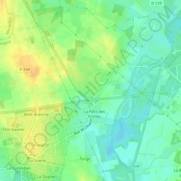 Mapa topográfico Les Grands Evignés, altitude, relevo