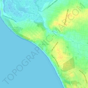 Mapa topográfico La Barrosa, altitude, relevo
