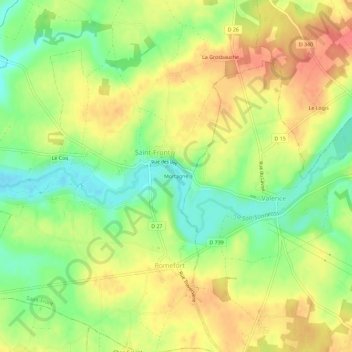 Mapa topográfico Mortagne, altitude, relevo