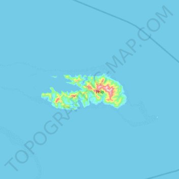 Mapa topográfico Rossel Island, altitude, relevo