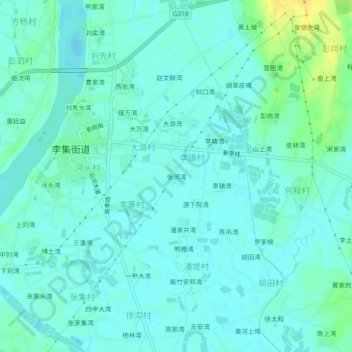 Mapa topográfico 张河湾, altitude, relevo
