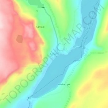 Mapa topográfico Arcata, altitude, relevo