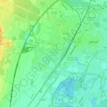 Mapa topográfico Zone d'Activité Sud, altitude, relevo