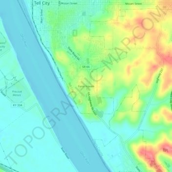 Mapa topográfico Fenn Haven, altitude, relevo