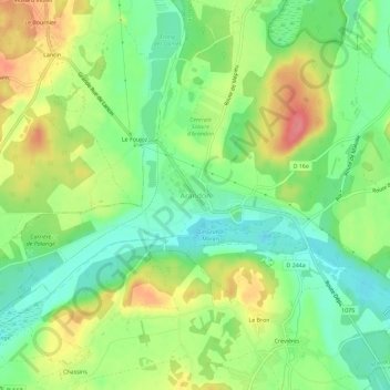 Mapa topográfico Arandon, altitude, relevo