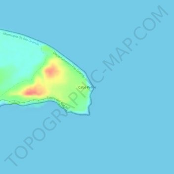 Mapa topográfico Cabo Peñas, altitude, relevo