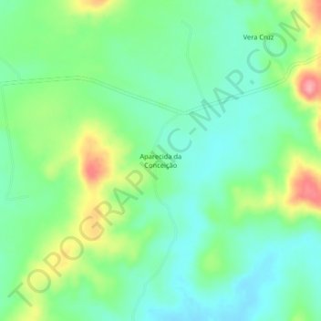Mapa topográfico Aparecida da Conceição, altitude, relevo