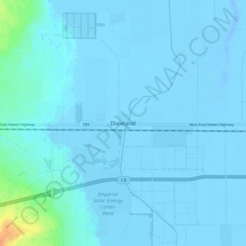 Mapa topográfico Dixieland, altitude, relevo