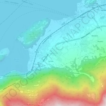 Mapa topográfico Laghetto, altitude, relevo