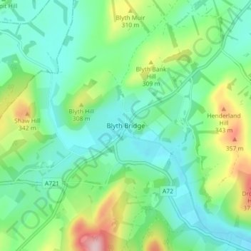 Mapa topográfico Blyth Bridge, altitude, relevo