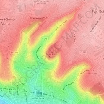 Mapa topográfico Mont Fortin, altitude, relevo