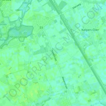 Mapa topográfico Hoogstraat, altitude, relevo