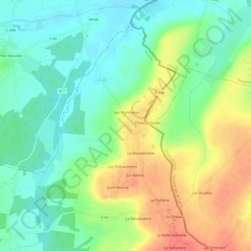Mapa topográfico Les Mittons, altitude, relevo