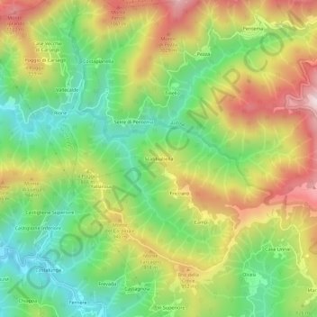 Mapa topográfico Scabbiabella, altitude, relevo