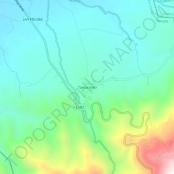 Mapa topográfico Tamarindo, altitude, relevo