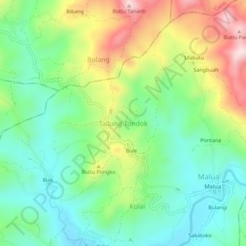 Mapa topográfico Tallung Tondok, altitude, relevo