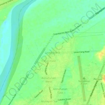 Mapa topográfico Linao Norte, altitude, relevo