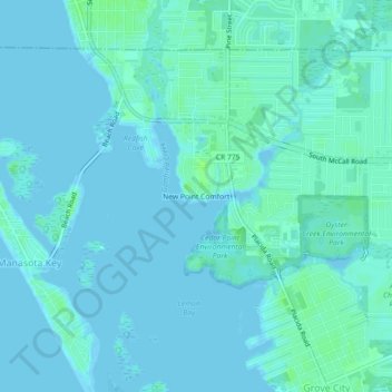 Mapa topográfico New Point Comfort, altitude, relevo