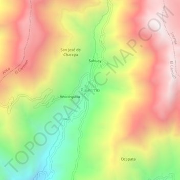 Mapa topográfico Palermo, altitude, relevo