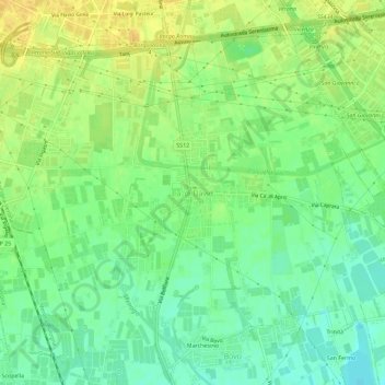 Mapa topográfico Ca' di David, altitude, relevo