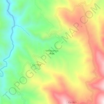 Mapa topográfico Uchuccarcco Bajo, altitude, relevo