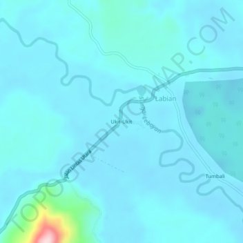 Mapa topográfico Ukit-Ukit, altitude, relevo