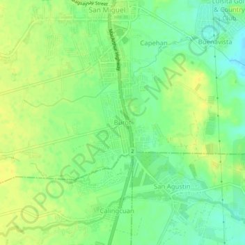 Mapa topográfico Burot, altitude, relevo