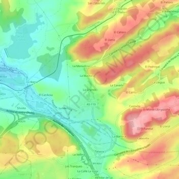 Mapa topográfico La Granda, altitude, relevo