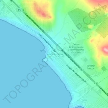 Mapa topográfico Punta Negra, altitude, relevo