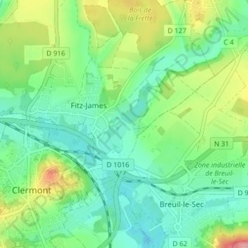 Mapa topográfico Bécrel, altitude, relevo