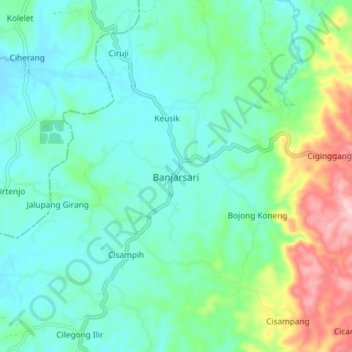 Mapa topográfico Banjarsari, altitude, relevo