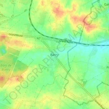 Mapa topográfico Barry, altitude, relevo