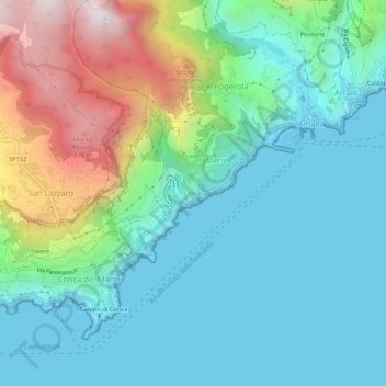 Mapa topográfico Lone, altitude, relevo