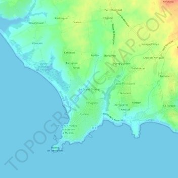 Mapa topográfico Le Grand Champ, altitude, relevo