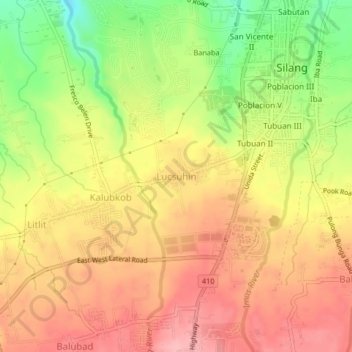 Mapa topográfico Lucsuhin, altitude, relevo