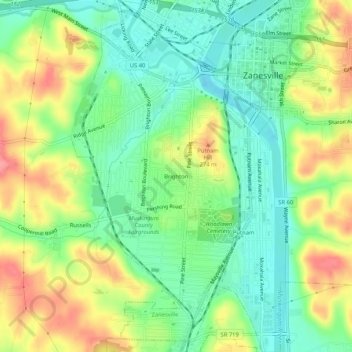 Mapa topográfico Brighton, altitude, relevo