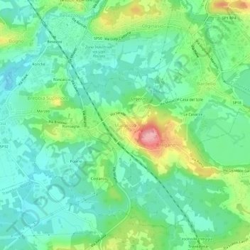 Mapa topográfico Malgesso, altitude, relevo