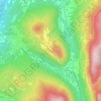 Mapa topográfico Mondonico, altitude, relevo