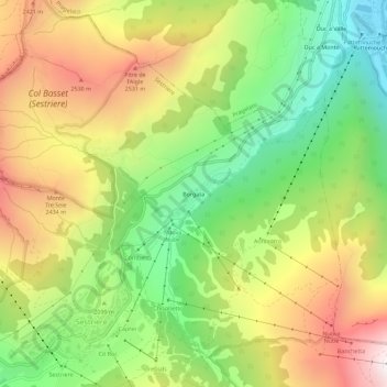 Mapa topográfico Borgata, altitude, relevo