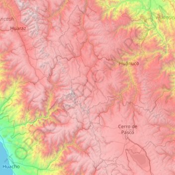 Mapa topográfico Province of Lauricocha, altitude, relevo