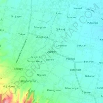 Mapa topográfico Loceret, altitude, relevo