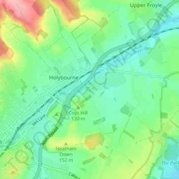 Mapa topográfico Neatham, altitude, relevo