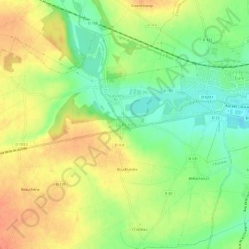 Mapa topográfico La Butte, altitude, relevo