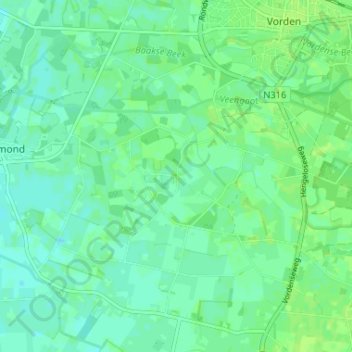 Mapa topográfico Delden, altitude, relevo