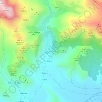 Mapa topográfico Torre de Babia, altitude, relevo