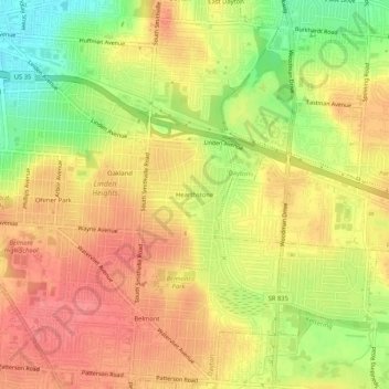 Mapa topográfico Hearthstone, altitude, relevo